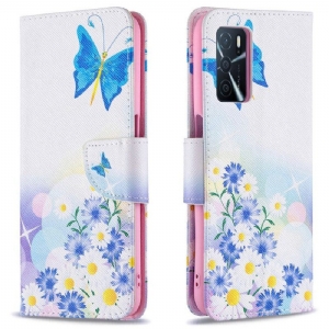 Flip Case Für Oppo A16 / A16s Bemalte Schmetterlinge Und Blumen