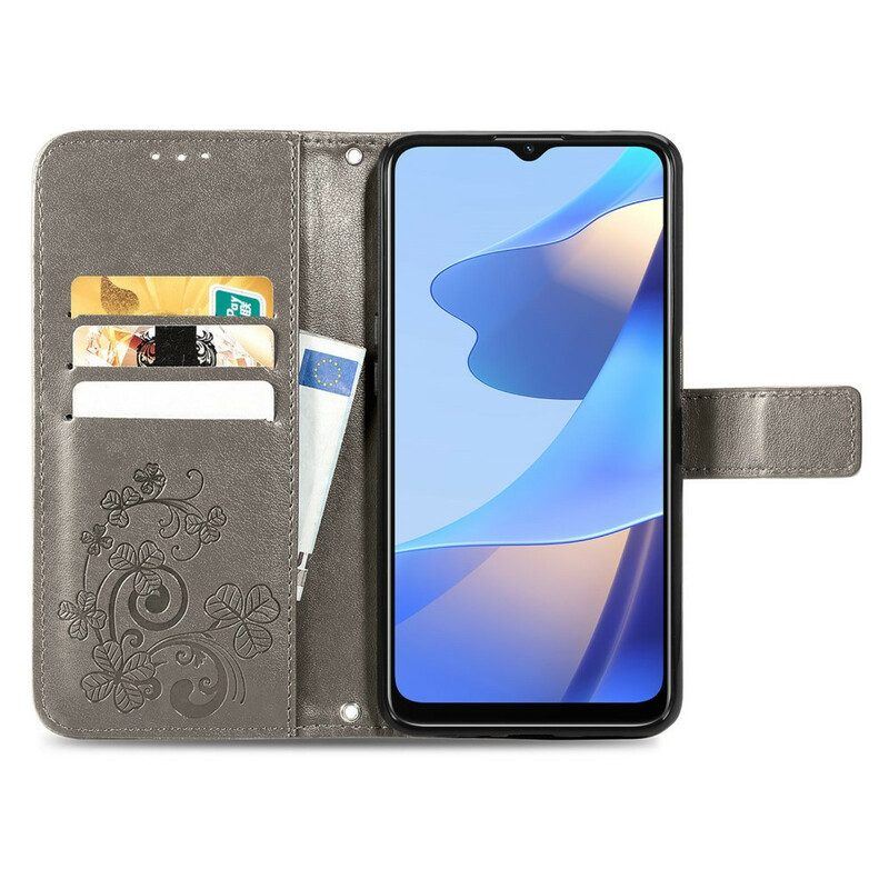 Flip Case Für Oppo A16 / A16s Vierblättriges Kleeblatt