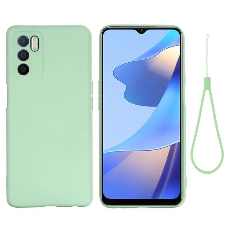 Handyhülle Für Oppo A16 / A16s Flüssiges Silikon Mit Lanyard