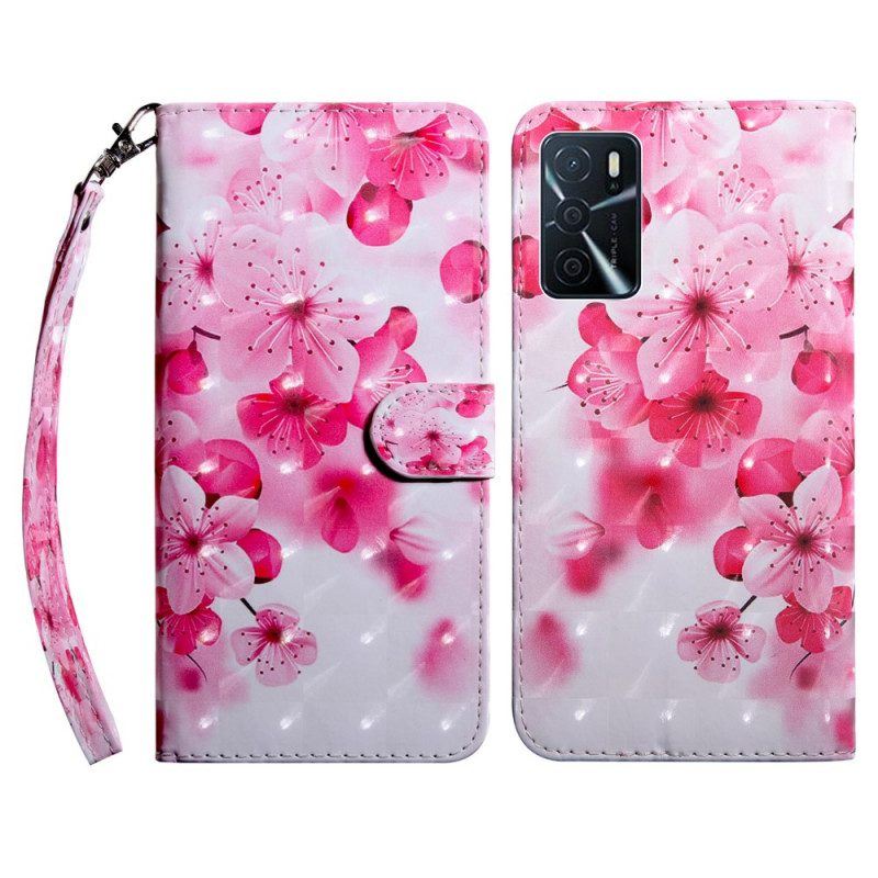 Lederhüllen Für Oppo A16 / A16s Pinke Blumen