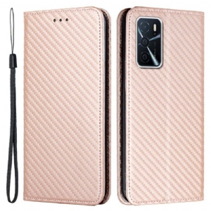 Schutzhülle Für Oppo A16 / A16s Mit Kordel Flip Case Kohlefaserarmband