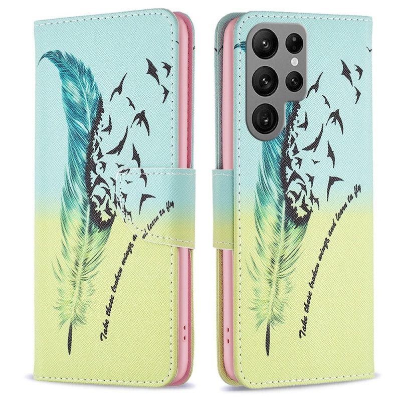 Flip Case Für Samsung Galaxy S23 Ultra 5G Feder