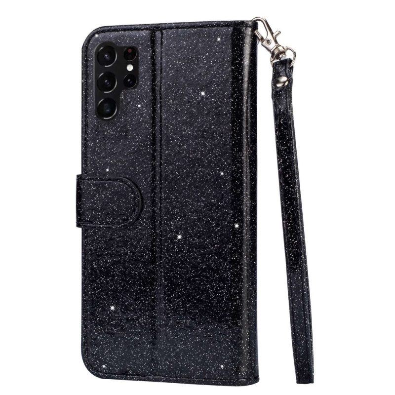 Flip Case Für Samsung Galaxy S23 Ultra 5G Glitzer-geldbörse