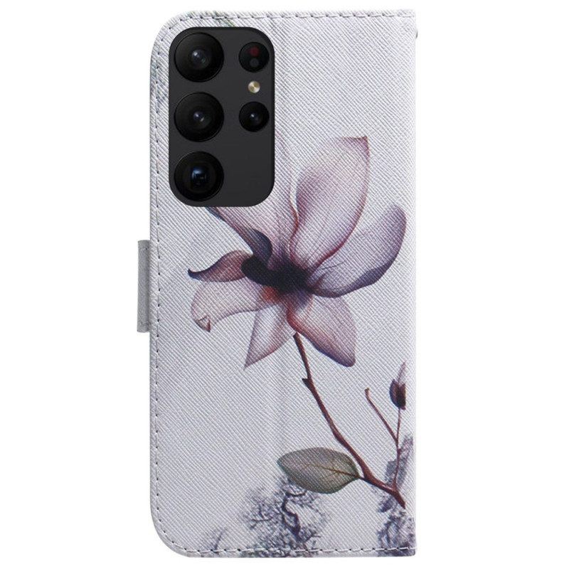 Flip Case Für Samsung Galaxy S23 Ultra 5G Pinke Blume