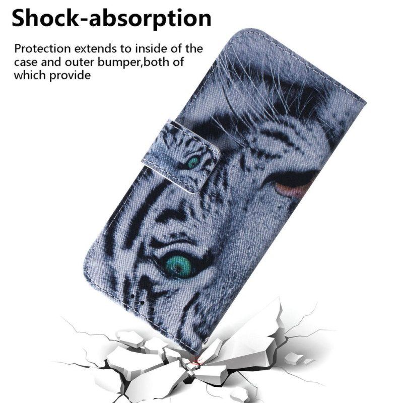 Flip Case Für Samsung Galaxy S23 Ultra 5G Weißer Tiger