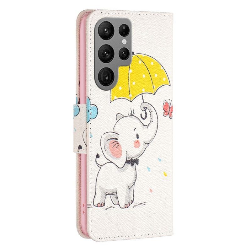 Lederhüllen Für Samsung Galaxy S23 Ultra 5G Baby Elefant