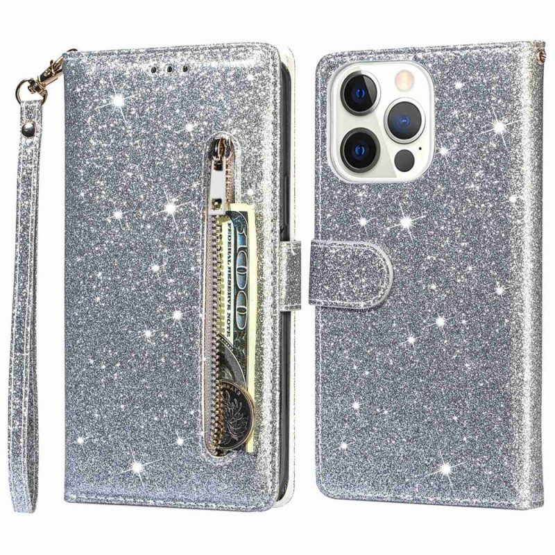 Flip Case Für iPhone 14 Pro Max Brieftasche Glitzer-geldbörse