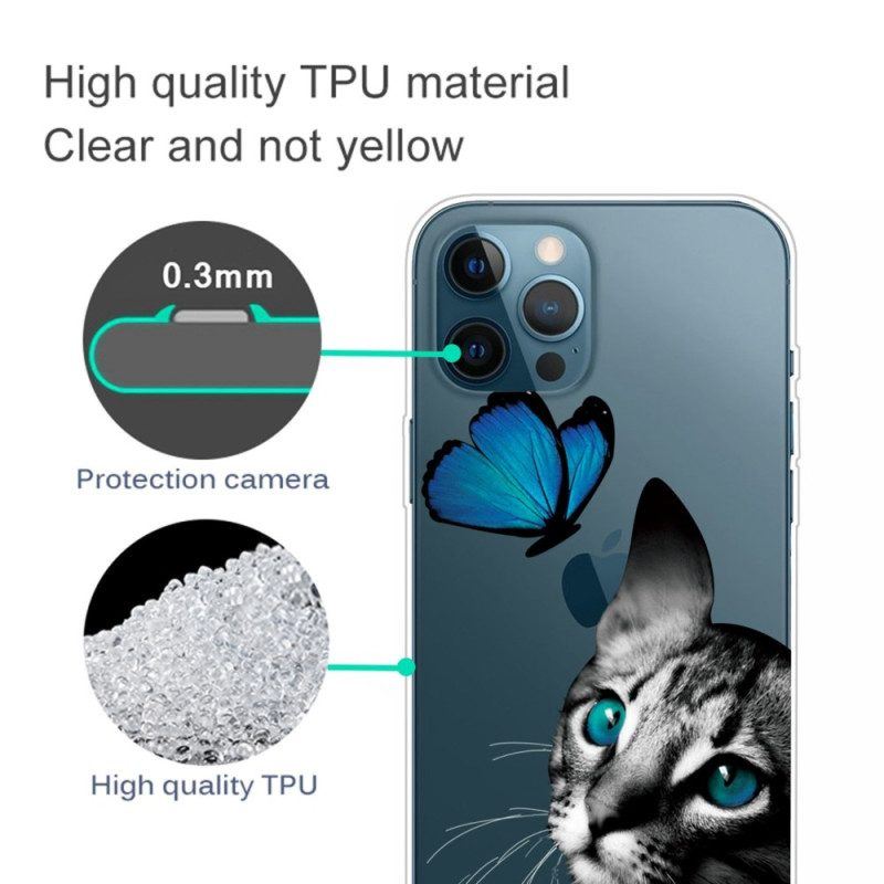 Handyhülle Für iPhone 14 Pro Max Katze Und Schmetterling