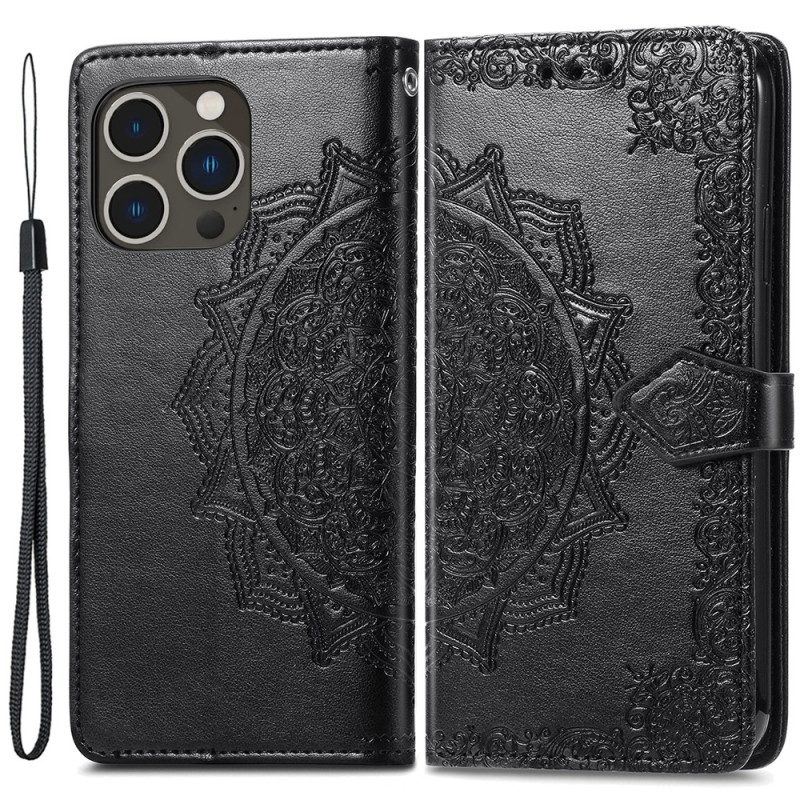 Flip Case Für iPhone 15 Pro Barockes Mandala