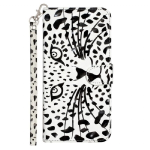 Flip Case Für iPhone 15 Pro Mit Kordel 3d-leopard Mit Riemen