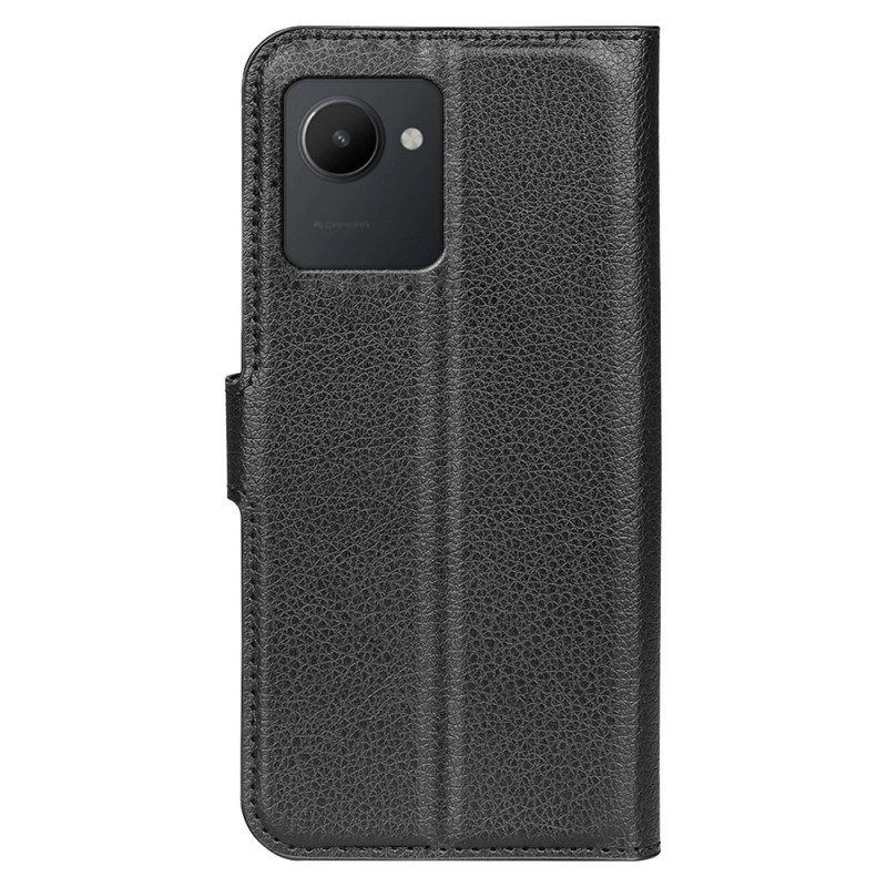 Flip Case Für Realme C30 Klassische Litschi-textur