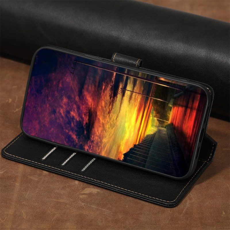 Flip Case Für Oppo Reno 8 Pro Gegerbtes Kunstleder