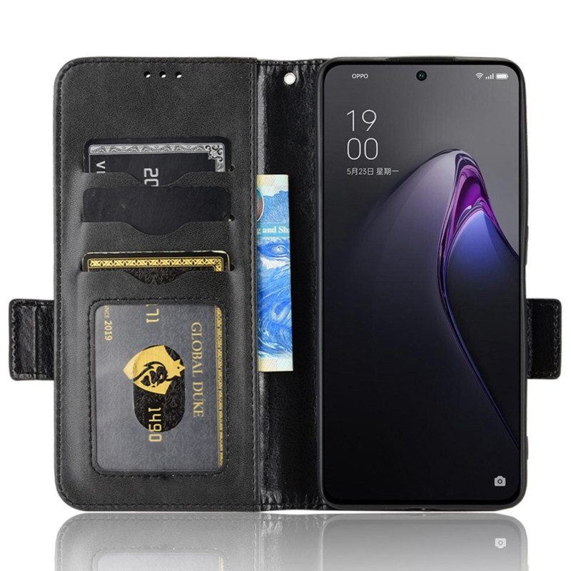 Flip Case Für Oppo Reno 8 Pro Mit Kordel Doppelter Riemenverschluss