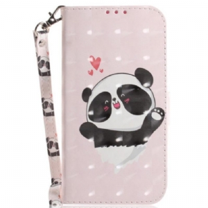 Flip Case Für Oppo Reno 8 Pro Panda Love Mit Schlüsselband