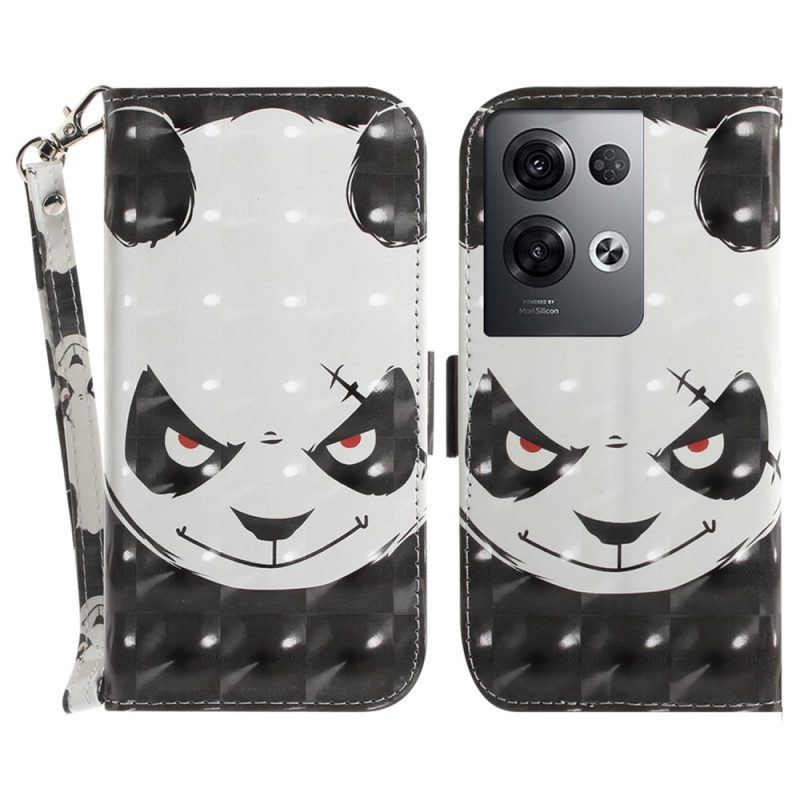 Flip Case Für Oppo Reno 8 Pro Wütender Panda