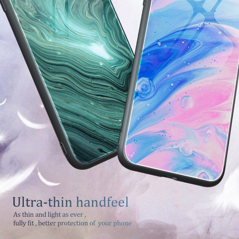 Hülle Für Oppo Reno 8 Pro Marmorfarben Gehärtetes Glas