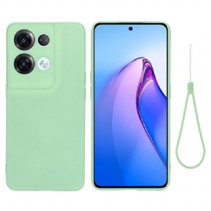 Hülle Für Oppo Reno 8 Pro Mit Kordel Riemchen Aus Flüssigem Silikon