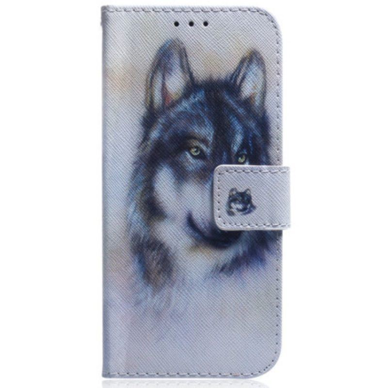 Lederhüllen Für Oppo Reno 8 Pro Mit Kordel Riemchen-aquarell-hund