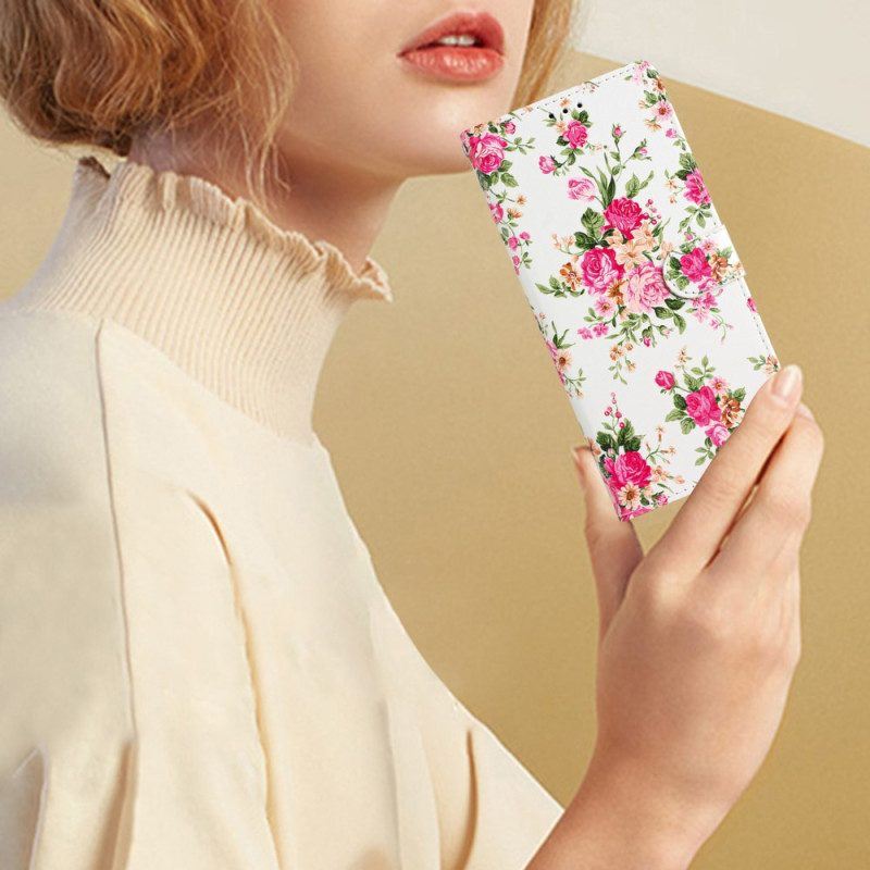 Lederhüllen Für Oppo Reno 8 Pro Mit Kordel Riemen Liberty Flowers