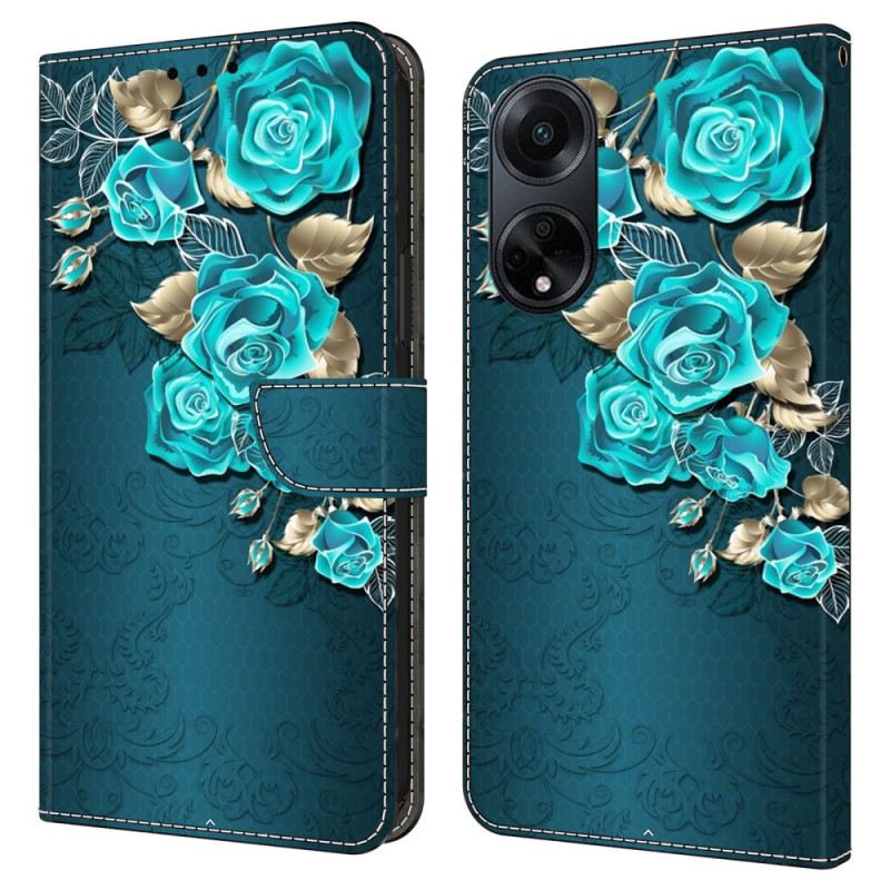 Lederhüllen Für Oppo A98 5g Blaue Rosen