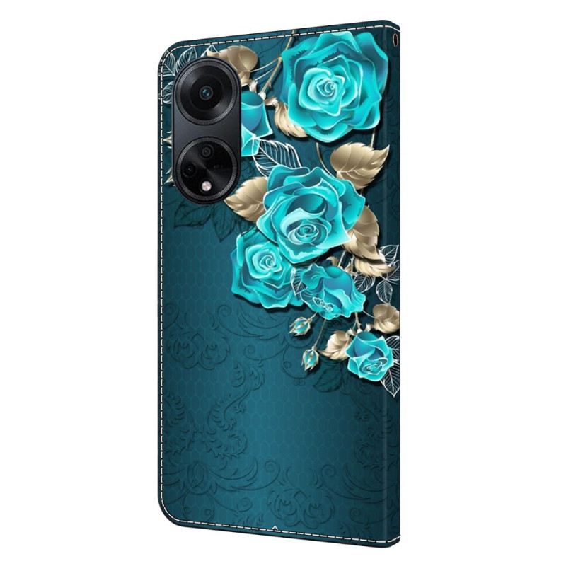 Lederhüllen Für Oppo A98 5g Blaue Rosen