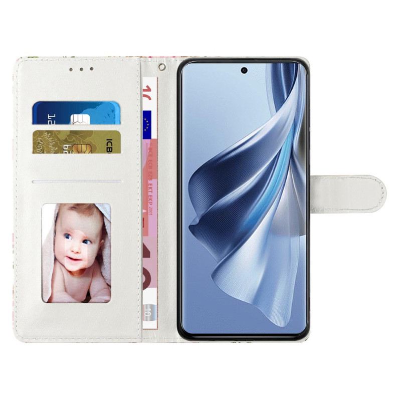 Lederhüllen Für Oppo A98 5g Blauer Schmetterling Mit Riemen