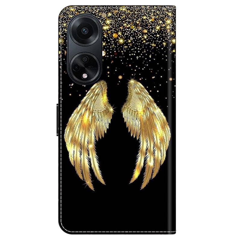 Lederhüllen Oppo A98 5g Goldene Flügel