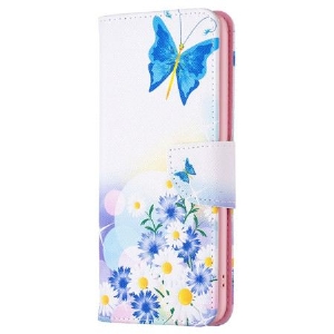 Lederhüllen Oppo A98 5g Handyhülle Schmetterlings- Und Blumenaquarell