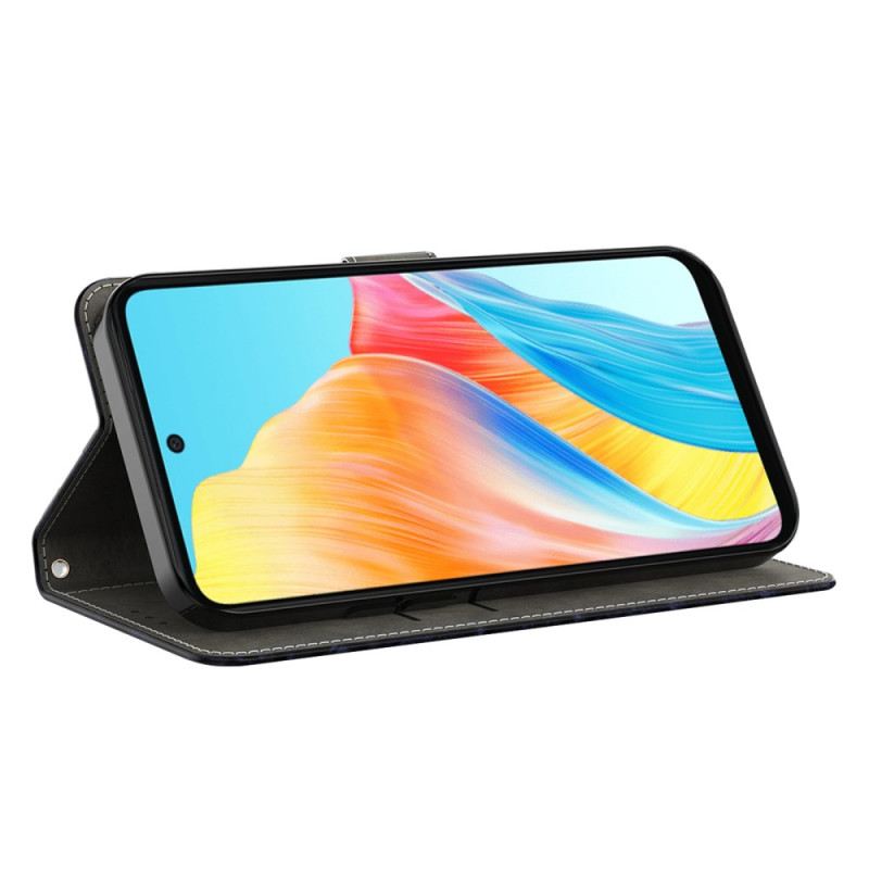 Lederhüllen Oppo A98 5g Silberne Blume