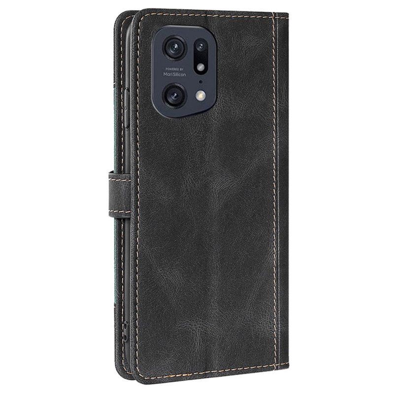 Flip Case Für Oppo Find X5 Pro Kunstleder Bicolor Stylisch