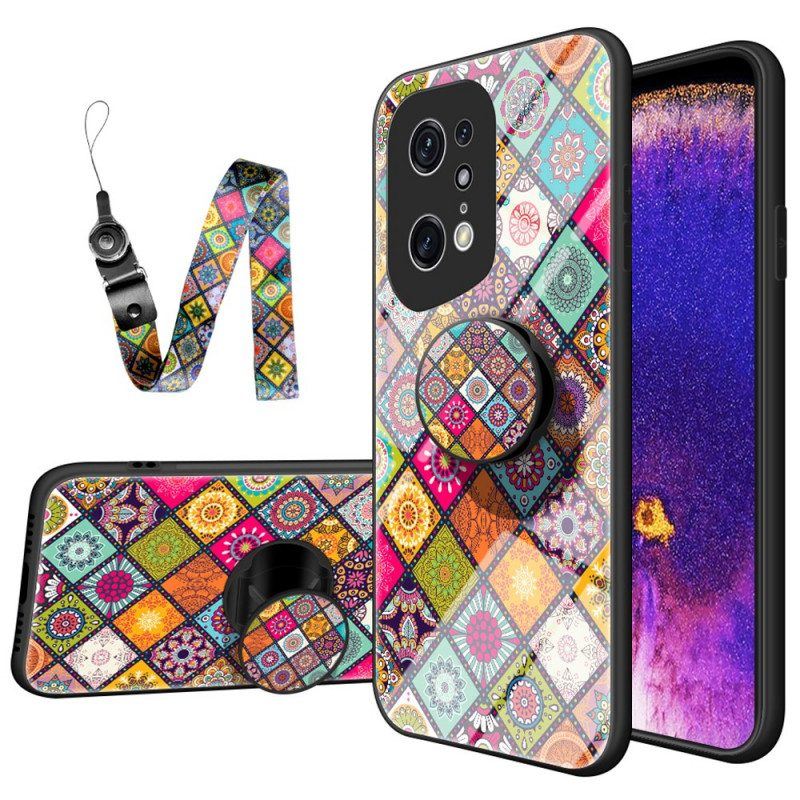 Hülle Für Oppo Find X5 Pro Patchwork-magnethalter