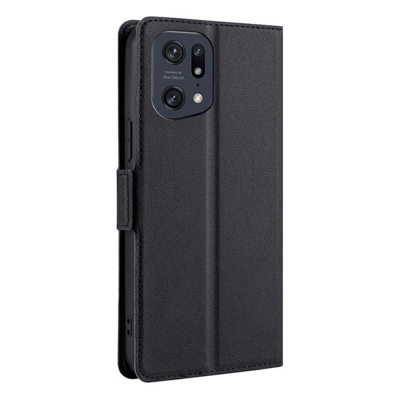 Schutzhülle Für Oppo Find X5 Pro Flip Case Ledereffekt