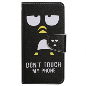 Flip Case Für iPhone 15 Mit Kordel Pinguin Don't Touch My Phone Lanyard