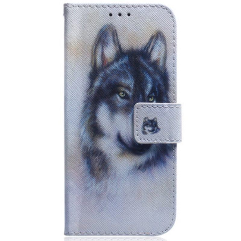 Flip Case Für iPhone 15 Wolf-aquarell