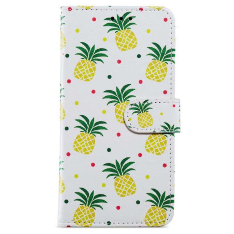 Lederhüllen Für iPhone 15 Mit Kordel Ananas Mit Riemen