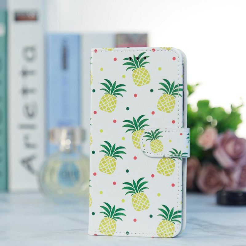 Lederhüllen Für iPhone 15 Mit Kordel Ananas Mit Riemen