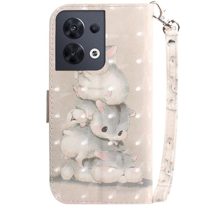 Flip Case Für Oppo Reno 8 Hamster Mit Schlüsselband