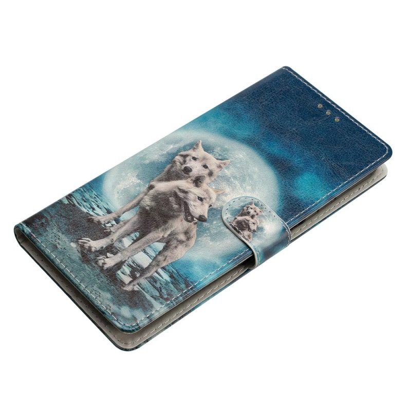 Flip Case Für Oppo Reno 8 Mit Kordel Schlüsselband Wolf