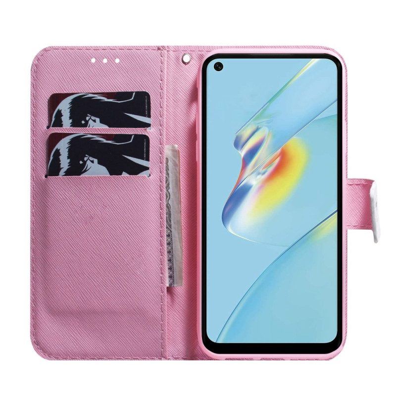 Flip Case Für Oppo Reno 8 Mit Kordel Vintage Riemchenblume