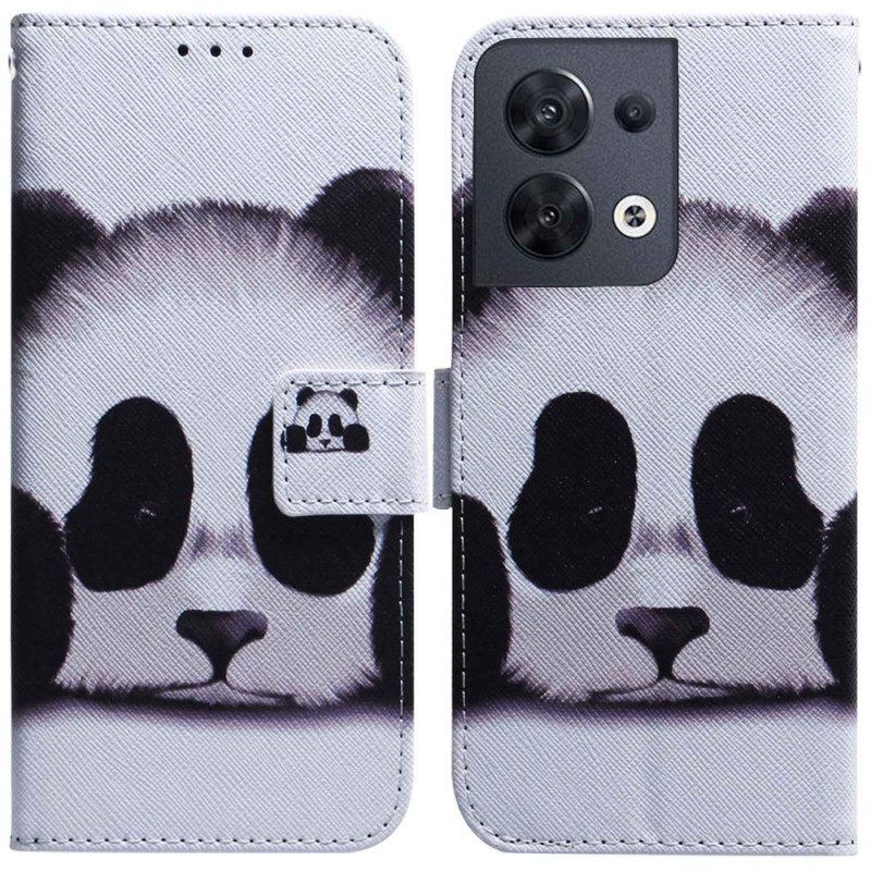 Flip Case Für Oppo Reno 8 Panda Mit Schlüsselband