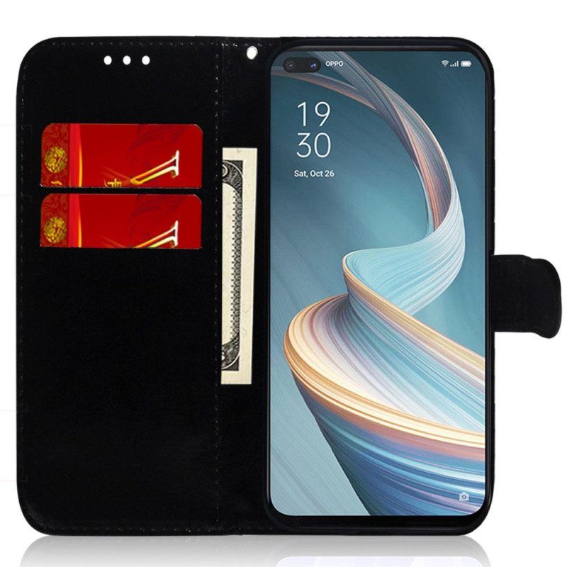 Flip Case Für Oppo Reno 8 Spiegel Und Schlüsselband