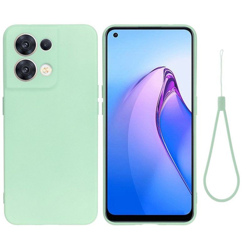 Hülle Für Oppo Reno 8 Mit Kordel Riemchen Aus Flüssigem Silikon