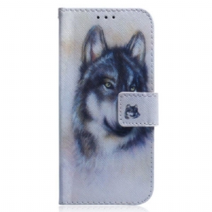 Lederhüllen Für Oppo Reno 8 Aquarellhund Mit Schlüsselband