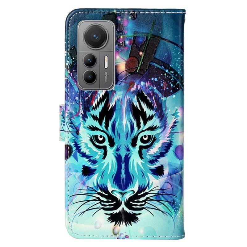 Flip Case Für Xiaomi 12 Lite Tiger Mit Schlüsselband