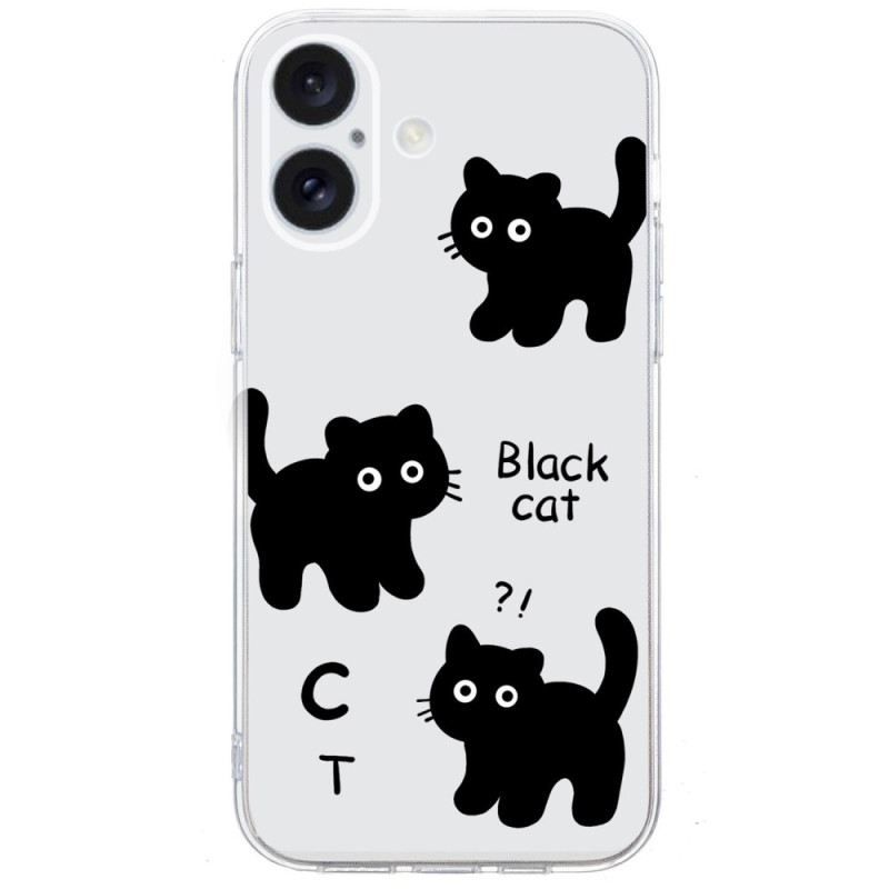 Hülle Für iPhone 16 Schwarze Katzen Mit Transparentem Rand