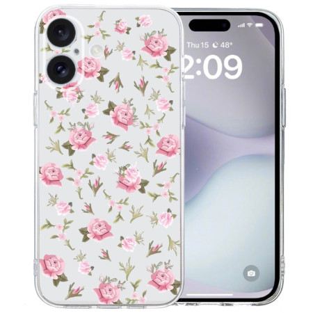 Hülle iPhone 16 Handyhülle Rosa Blumen Mit Transparentem Rand