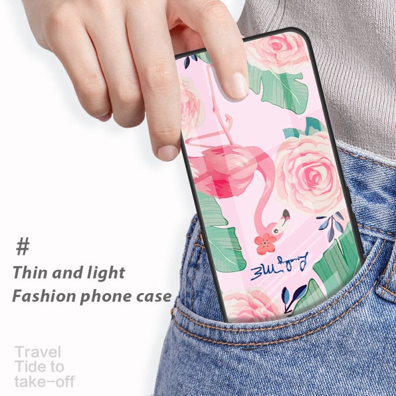 Hülle iPhone 16 Rosa Blumen Aus Gehärtetem Glas