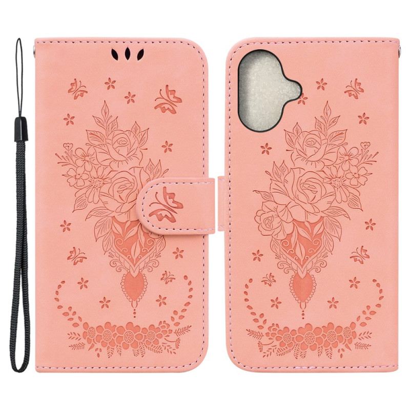 Lederhüllen iPhone 16 Handyhülle Riemenrosen