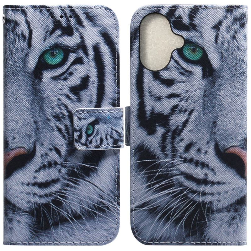 Lederhüllen iPhone 16 Weißer Tiger