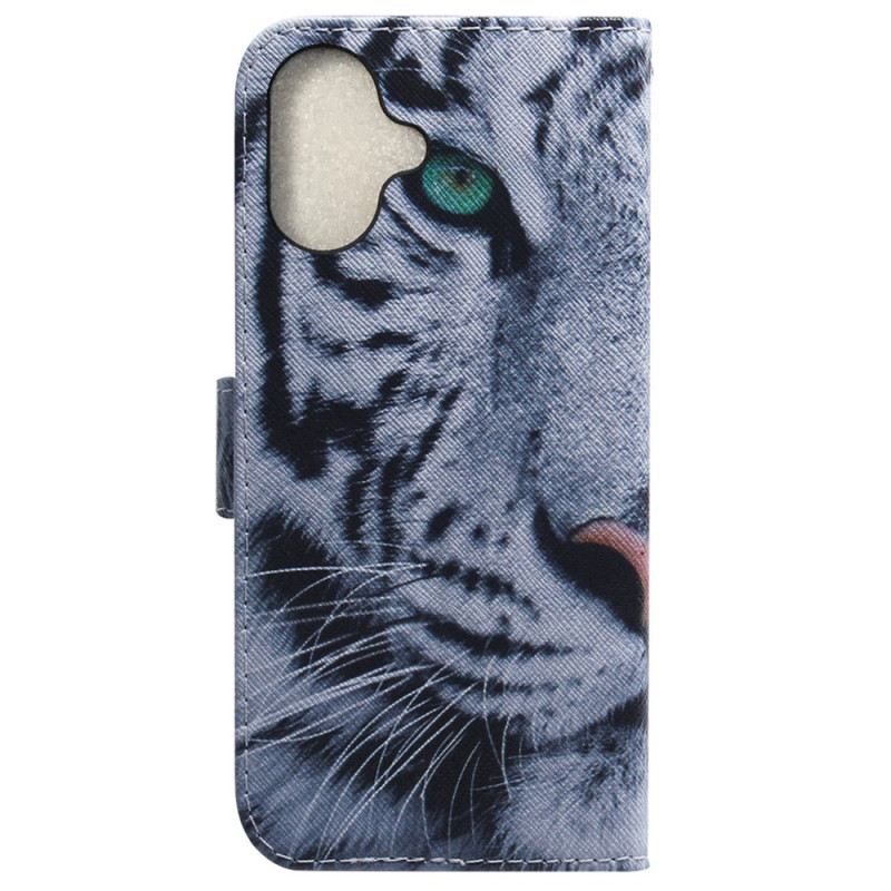 Lederhüllen iPhone 16 Weißer Tiger